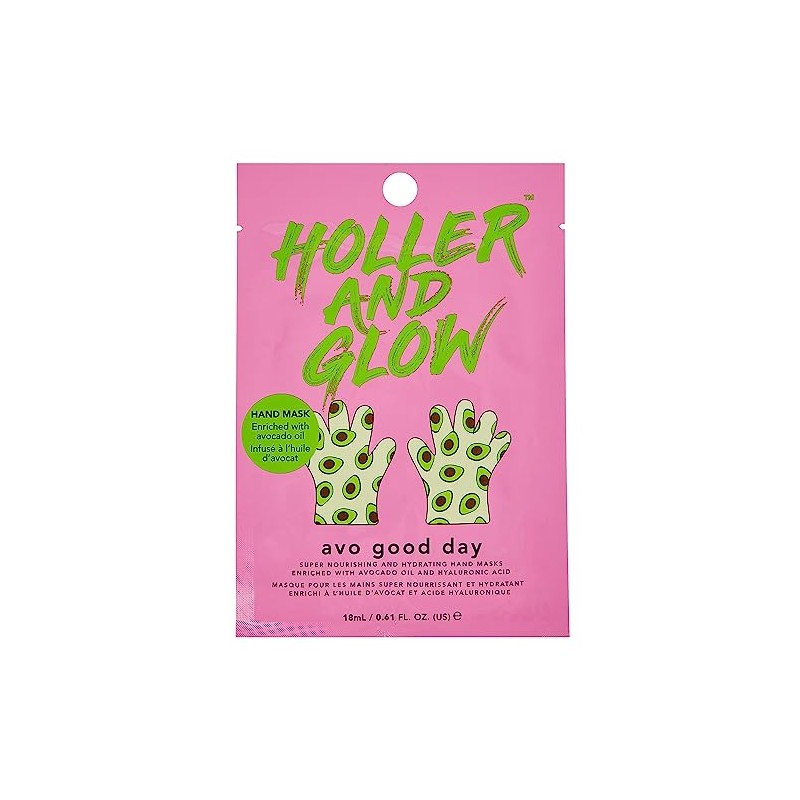 Holler and Glow Avo Good Day, Moisturising Printed Hand Masks