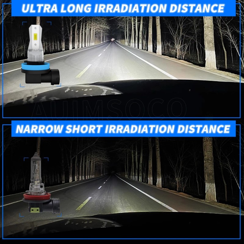 AUIMSOCO 4pcs H11 H9 LED Headlight Bulbs 100W 6000K Super