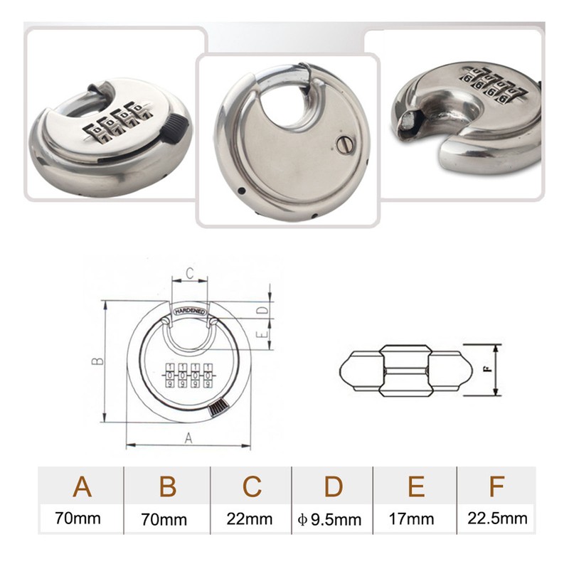 Security Padlock 4 Digits Waterproof Resettable Combination Lock Stainless Steel