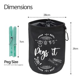 Large Peg Bag with 144 Pcs Strong Plastic Clothes Pegs for Washing Line for Securing up to 300 Laundry Pegs | Hanging Clothesline Peg Bags with Pegs