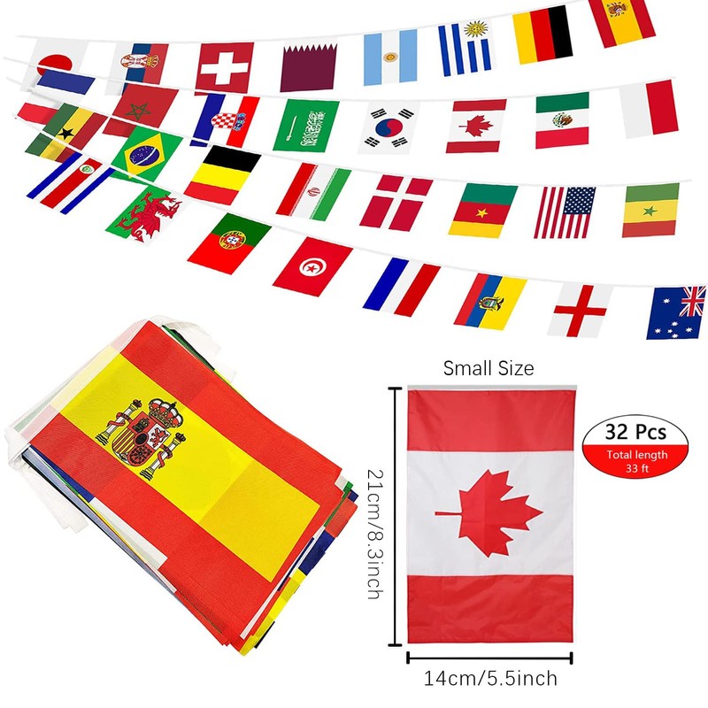 rhungift 200 Countries International World String Flags Banner 8" x