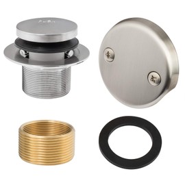 Artiwell Tip-Toe Tub Trim Set with Two-Hole Overflow Faceplate, Replacement Bath Drain Trim Kit with 2-Hole Overflow Faceplate and Universal Fine/Coarse Thread (Brushed Nickel)