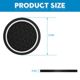 KHGUZ 4PCS Car Cup Coasters, Non-Slip Automotive Insert Cup Holder Pad, Waterproof Dustproof Vehicle Interior Decorative Embedded Drink Mat Accessories, Universal for RV, SUV, Truck (Black/White)