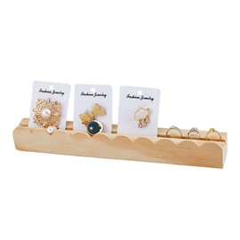 SUPERFINDINGS Card Display Stands With Slot Wood Scalloped Display Scalloped Floating Display Riser Stands Postcard Display Stand for Wall Bedroom Home Office Decor 30x4x4cm