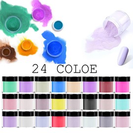 TEEROVA 24 Colors Acrylic Powders Set, Professional Popular Colored Acrylic Nail Powder for Nail Art 3D DIY Tips Decoration, DIY Starter Kit Nail Extension Powders