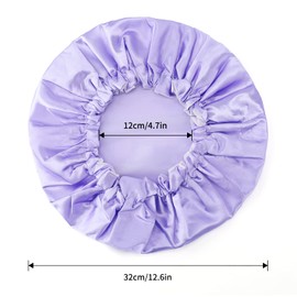 G2PLUS 32CM Large Shower Caps, 2PCS Reusable Women's Shower Hats, Elastic Stylish Spa Caps, Double Layers Bathing Hats for Adults Long Hair