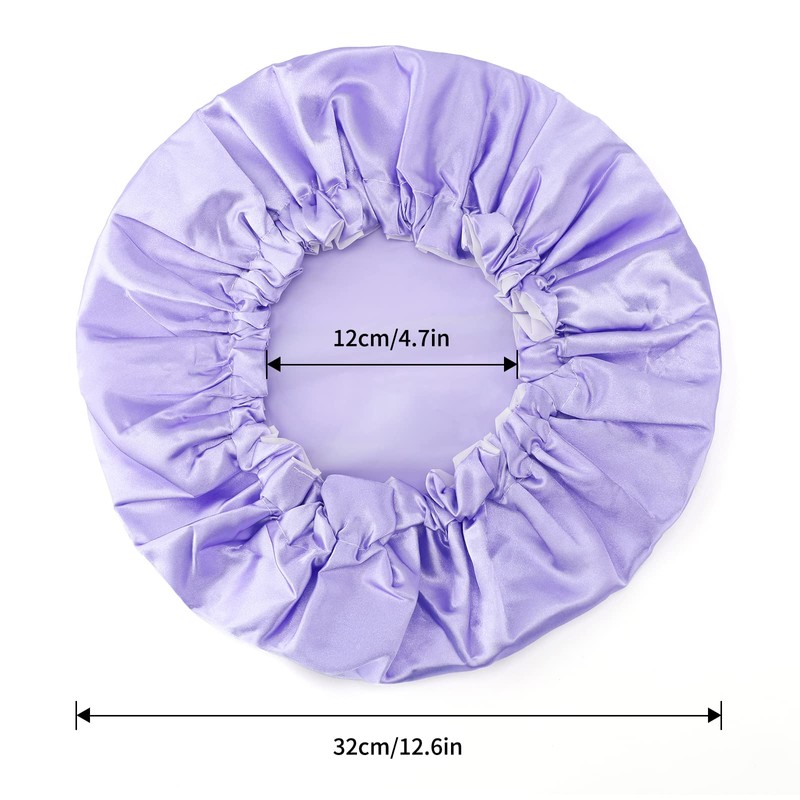 G2PLUS 32CM Large Shower Caps, 2PCS Reusable Women's Shower Hats,