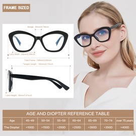 Bifocal Reading Glasses for Women Designer Cat Eye Oversized Frame Blue Light Blocking Readers Oprah Style Eyewear 2 Pack 1.0