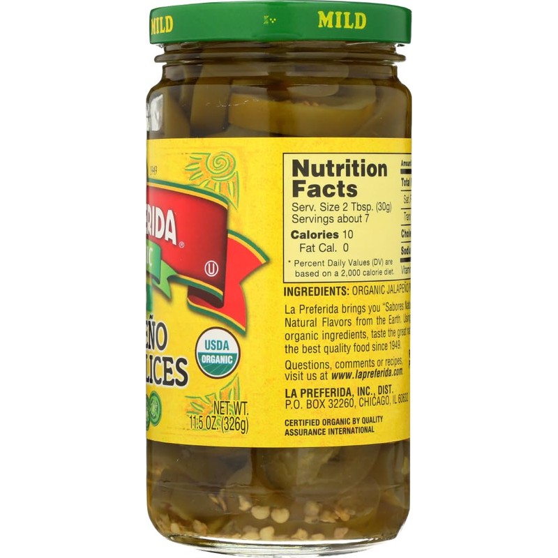 La Preferida Organic Jalapeno Nacho Slices,11.5 ounce (Mild, Pack of