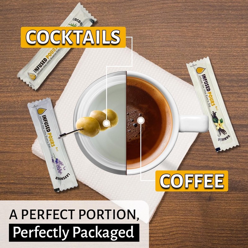 Single Serving Hazelnut Syrup Packets for Coffee and Cocktails -
