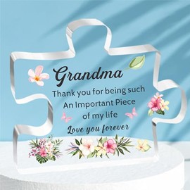 HULALA Grandma Gifts Acrylic Puzzle Plaque For Grandmother Mothers Day Birthday Christmas From Grandchildren Thank You For Being Such An Important Piece Of My Life Love You Forever