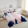 Feelyou Pink Navy Blue Graffiti Comforter Set for Girls Boys