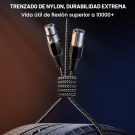 Cable XLR de 6 pies/4 unidades, cable de micrófono Nylong trenzado equilibrado XLR macho a hembra, cables de conexión de micrófono de alta resistencia