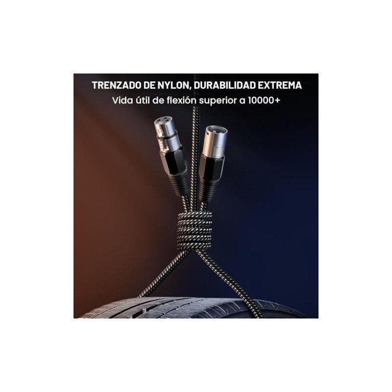 Cable XLR de 6 pies/4 unidades, cable de micrófono Nylong