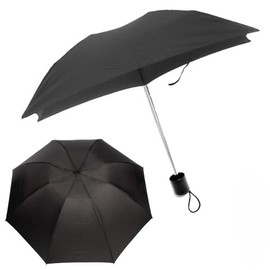 Compact Travel Umbrella, Manual Folding, 36-Inch Coverage, Black