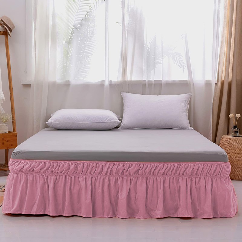 apott Pink Bed Skirt Wrap Around Bedskirt Dust Ruffle 14