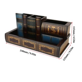 Tomotato Wooden Desk Organiser, Wooden Pen Holder Library Books Design Pencil Holder Decorative Desktop Pen Organiser, Wooden Caddy for Home, School, Office