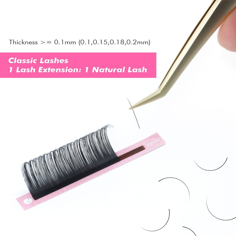 ALLOVE Eyelash Extension Classic 0.10 CC Curl 8mm Premium Silk
