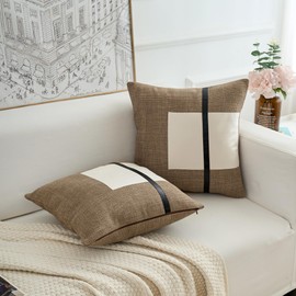 FabThing Cushion Covers Decorative Throw Pillows Covers Morden Design Pillow Cases Soft Coach Sofa Home linen Set of 2 Light Brown 45x45cm