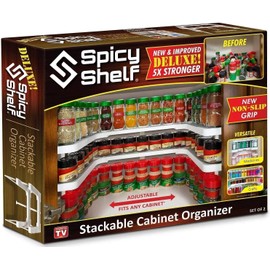 Spicy Shelf Deluxe - Expandable Spice Rack and Stackable Cabinet & Pantry Organizer (1 Set of 2 Shelves) - As seen on TV Deluxe (Spicy Shelf Organizer) - Pantry Organization - Pantry Spice Organizer