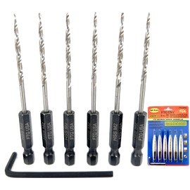 FTG USA Tapered Countersink Drill Bit Set 6 Pc #4 (7/64") Tapered Drill Bit Replacement, Countersink Bit Same Size for Wood Countersink Drill Bits