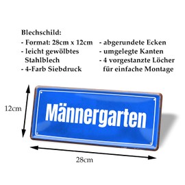 Men's Garden Retro Tin Sign Decorative Metal Sign for Men's Hort Pub Club Wall Decoration Door Decoration in Vintage Street Sign Style Includes Mounting Set Gift Idea for Men 28 x 12 cm