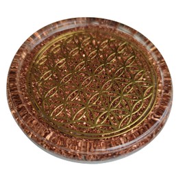 ORGONITE ORGONE 4" Flower of Life Coaster Water Charging Plate Reversible Dome