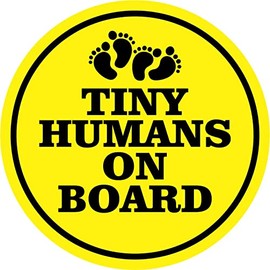 StickerTalk Tiny Humans on Board Vinyl Sticker, 5 inches by 5 inches