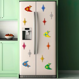Hoolerry 12 Pcs Midcentury Modern Decor Atomic Moon Fridge Magnets Vintage Starbursts Wall Decor Midentury Kitchen Accessories Retro Gift for 1960s 50s Home Office Decoration