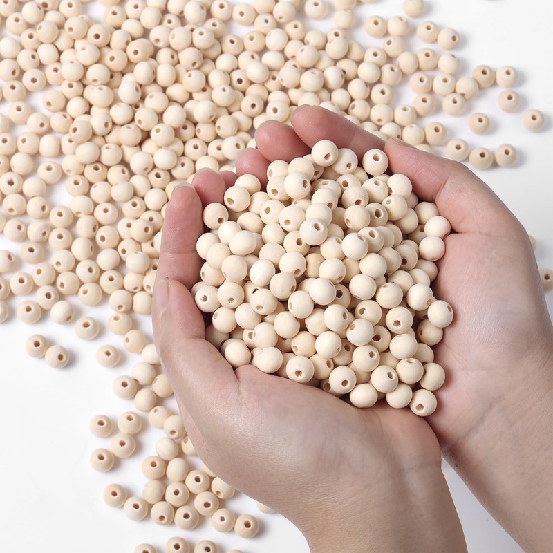 Natural Wood Beads Bulk Unfinished Round Wooden Beads for Jewelry