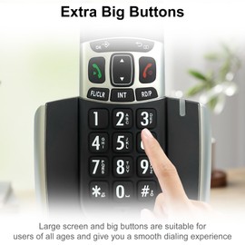 Ornin D1004 Cordless Phone for Home, ECO Technology, 1.6‘’ Amber LCD Display, Caller ID, Big Buttons, Speakerphone(Twin Pack)