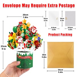 GREETING ART Pop Up Christmas Card, Paper Flower Bouquet 3D Popup Greeting Cards with Note Card & Envelope, Christmas Cards, Holiday Cards