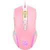 PHNIXGAM RGB Gaming Mouse Wired, USB Optical Computer Mice with RGB Backlit, 6 Adjustable DPI Up to 6400, Ergonomic Gamer Laptop PC Mouse with 7 Programmable Buttons for Windows Vista Linux (Pink)