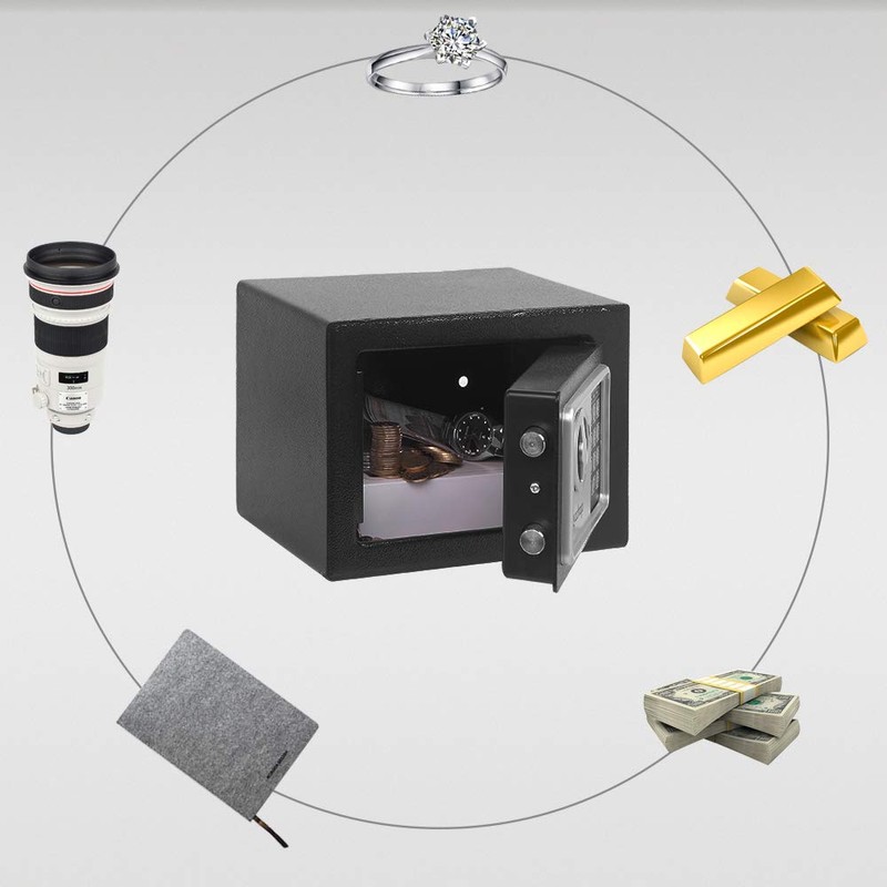 Mini Wall-in Style Electronic Code Metal Safe Box, 9.1"L x