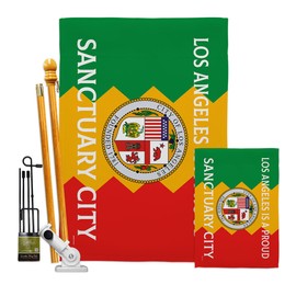 Los Angeles Sanctuary City Flag Kit Stand Pole Wall Hanging Decor Home Poster Balcony Bandera SF NY LA State MAGA Abolish ICE Sign Protest California Pride Support Immigration Poster