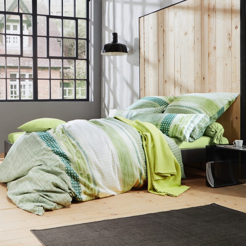 Erwin Müller Bed Linen Seersucker Green Size 135 x 200