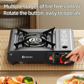 AORAN Portable Stove, Indoor Desktop Heating Furnace, Kitchen Use, Butane Burner Furnace, With Safety Lock And Piezoelectric Ignition Device, With Overvoltage Protection Function One-Piece