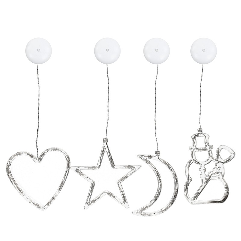 LED Christmas Lights with Suction Cup Snowman Star Moon Heart