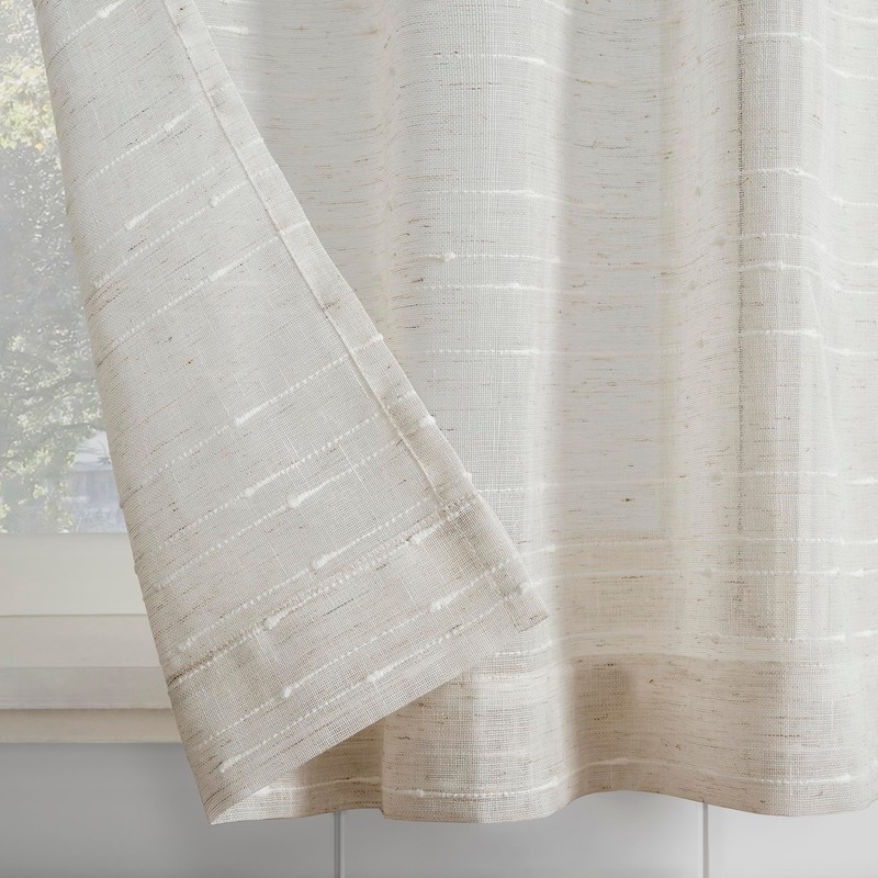 Clean Window Textured Slub Stripe 2-Pack Anti-Dust Allergy/Pet Friendly Sheer
