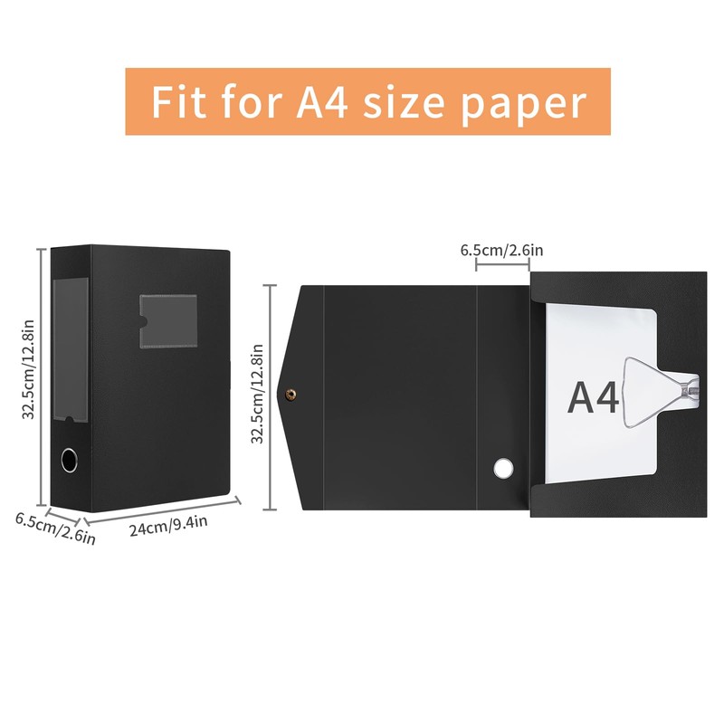 HUA JIE 2 Pack A4 Storage File Boxes Archives Case,65mm