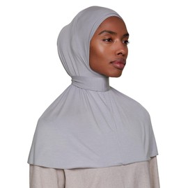 Voile Chic Instant Hijab Scarf for Women - 2-Piece Amira Slip-On Premium Jersey Hijab Scarf Wrap - Light Gray