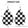 Checkerboard Chess Board Flag Faux Leather Teardrop Earrings for Women