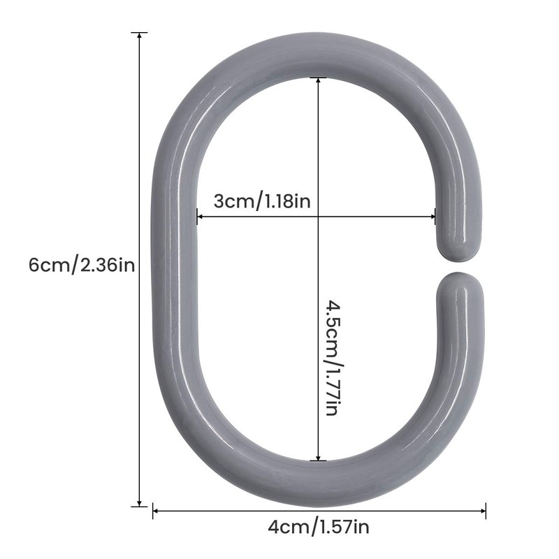 Qulable 24 pcs Shower Curtain Rings Plastic Shower Curtain Hooks