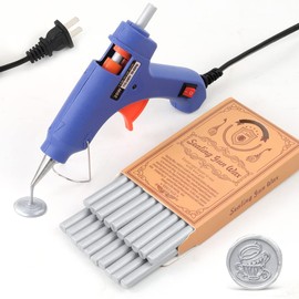 Wax Seal Kits, Wasole 20Pcs Silver Sealing Wax Sticks with 1 Pieces Glue Gun Set for Wax Seal Stamp, Great for Wedding Invitations, Birthday Cards, Envelopes, Gift Wrapping (Silver)