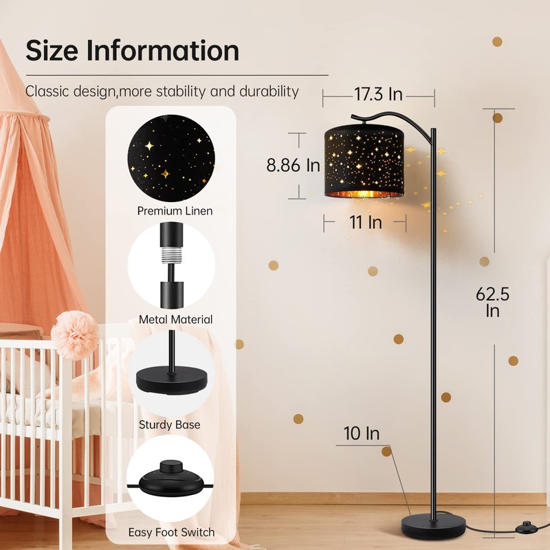 BoostArea Floor Lamp for Living Room,8W LED Arched Tall Modern