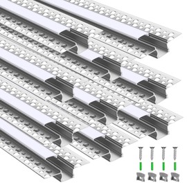 Glooglitter 20 Pcs 6.6ft/ 2 Meter Plaster-in LED Channel Trimless LED Diffuser Channel Recessed Drywall Aluminum LED Profile with End Caps for Wall Drywall Ceiling (0.49 Inch Wide)