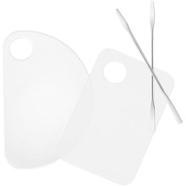Paleta para Mezclar Maquillaje de Acrílico Transparente 2 Juegos Nail Art y Cosméticos, Reutilizable y Ligera, Incluye Espátulas de Acero Inoxidable