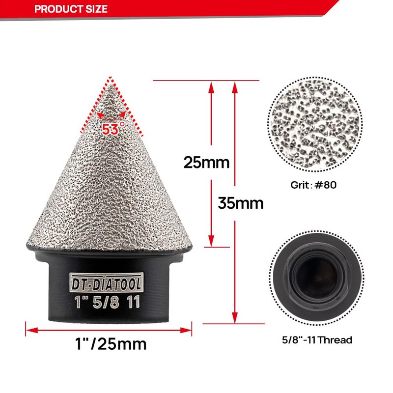 DT-DIATOOL Diamond Beveling Chamfer Bit 1 Inch for Tile Porcelain
