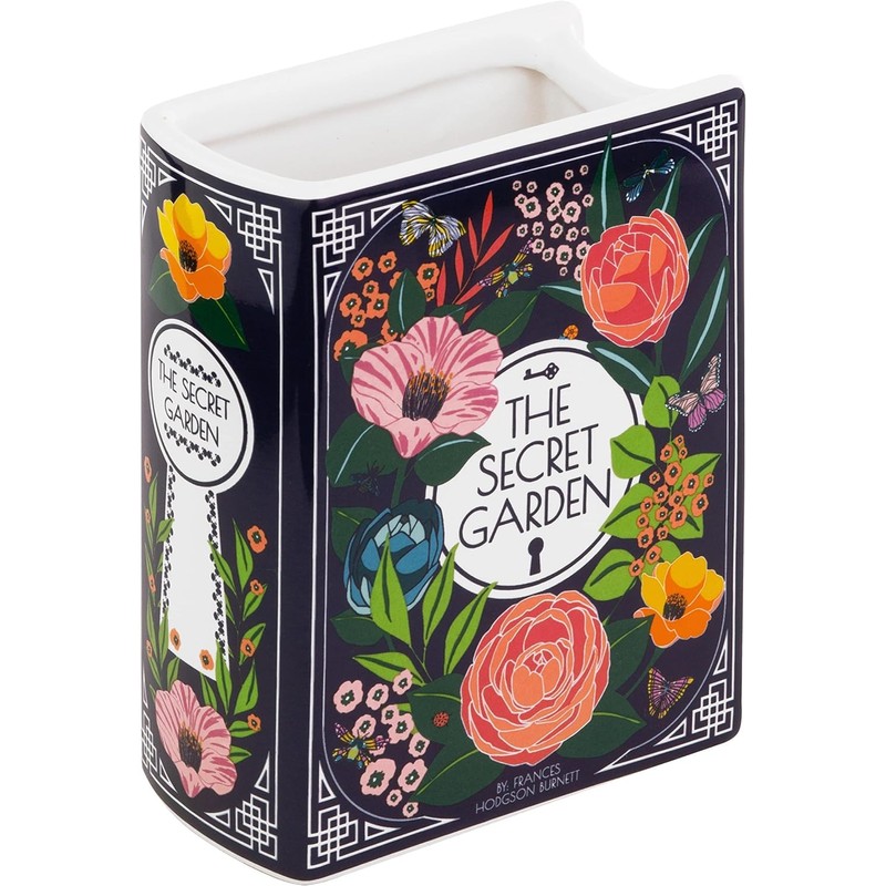 Small - Secret Garden Book-Shaped Decorative Vase, Ceramic Flower Vase