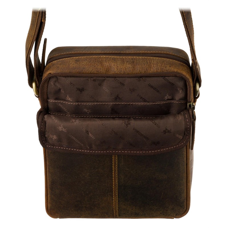 Visconti Compact Leather Messenger/Travel Bag S8 Oil Tan
